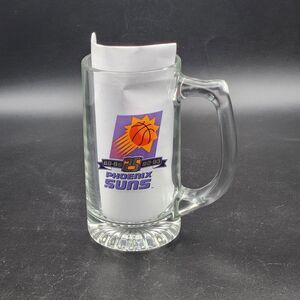 Phoenix Suns 25th Anniversary Glass Mug Beer Vintage Clear Logo 5.5 inch 10 oz